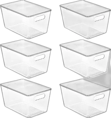 Vtopmart 6 Pack Clear Stackable Storage Bins with Lids and