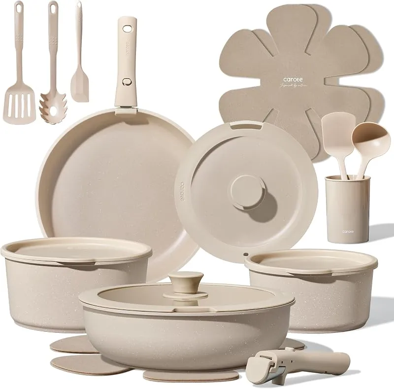 CAROTE 21pcs Pots and Pans Set Non Stick
